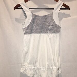 Lululemon Athletica White And Navy Tank Top With Drawstring Hem | Size 4